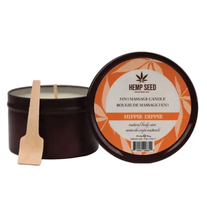 Earthly Body Hemp Seed 3in1 Massage Candle Hippie Dippie 6oz Couples