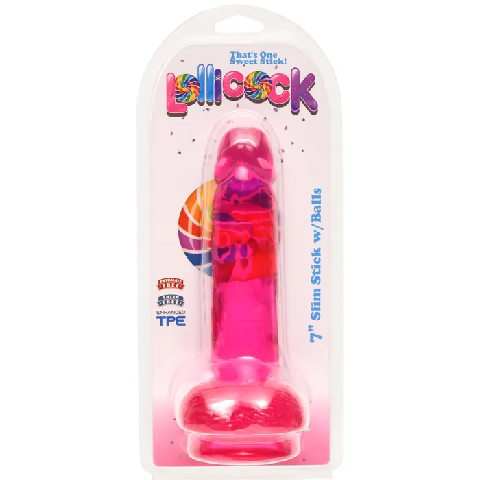Lollicock Female Sex Toys 7 Slim Stick with Balls Cherry Ice