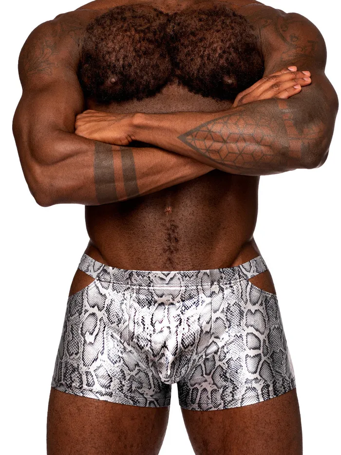Male Power Anal snaked Pouch Short Medium Silverblack