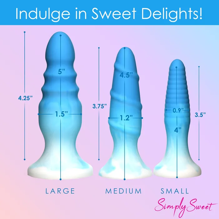 Simply Sweet Silicone Blue Butt Plug Set Simply Sweet Anal