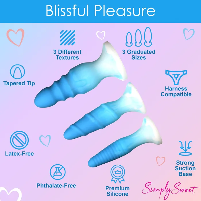 Simply Sweet Silicone Blue Butt Plug Set Simply Sweet Anal