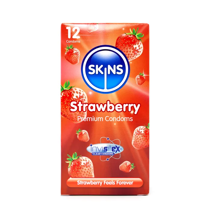 Skins Female Sex Toys Skins Condoms Strawberry 12 Pack