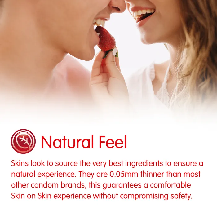 Skins Female Sex Toys Skins Condoms Strawberry 12 Pack