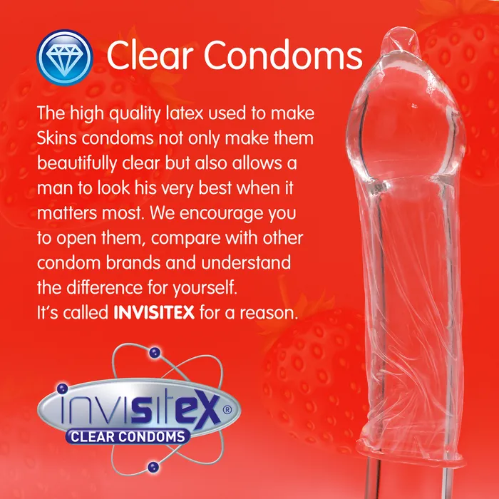 Skins Female Sex Toys Skins Condoms Strawberry 12 Pack