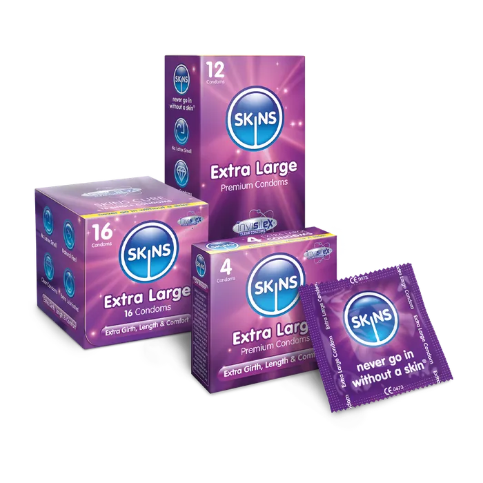 Skins Male Sex Toys Skins Condoms Extra Large 4 Pack