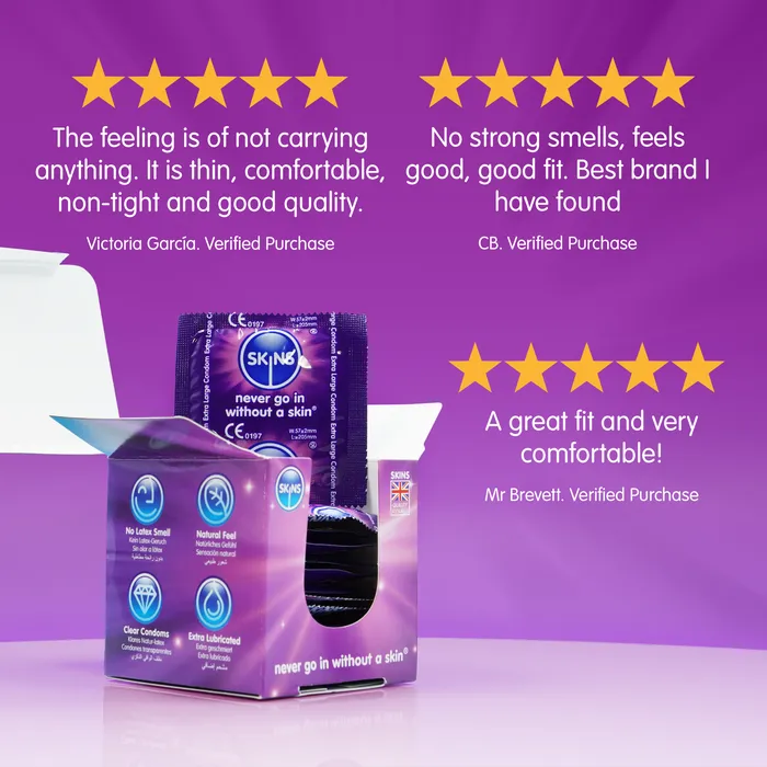 Skins Male Sex Toys Skins Condoms Extra Large 4 Pack
