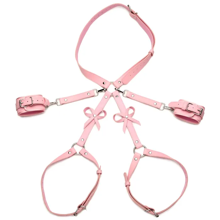 XR Brands Female Sex Toys Bondage Harness With Bows Mediumlarge Pink