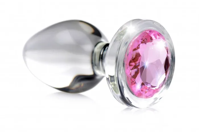XR Brands Male Sex Toys Pink Gem Glass Anal Plug Small