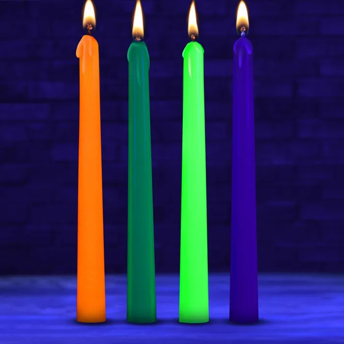 4pk Glow Wax UV Blacklight Reactive Drip Candles Master Series Vibrators