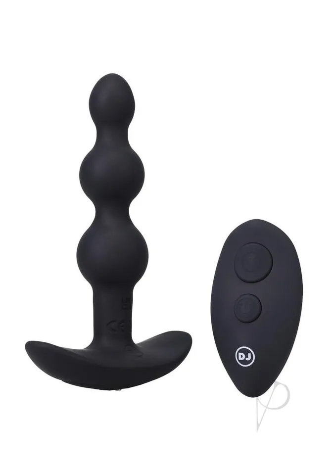 A Play Anal APlay Shaker Rechargeable Silicone Beaded Anal Plug with Remote Control Black
