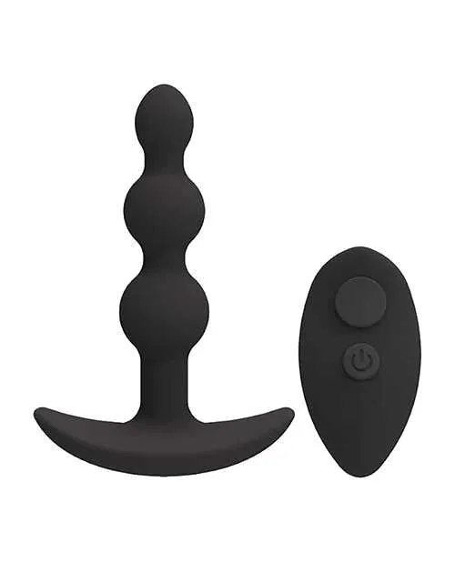A Play Anal APlay Shaker Rechargeable Silicone Beaded Anal Plug with Remote Control Black