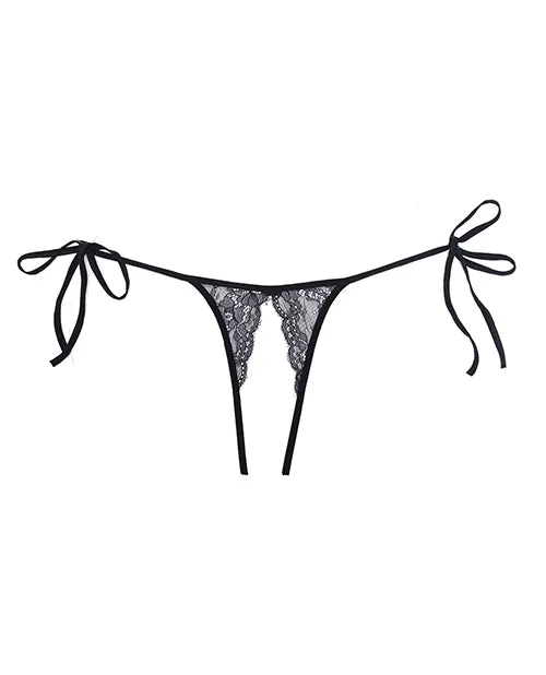 Adore Sugar Tie Side Open Lace Panty Black OS Adore Anal