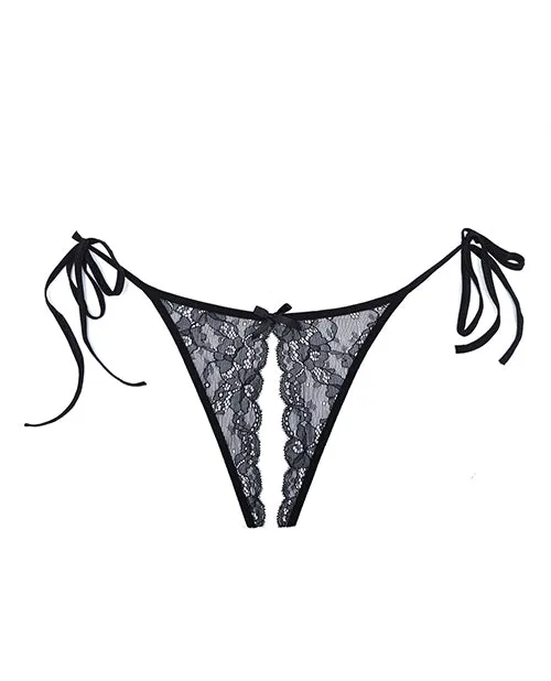 Adore Sugar Tie Side Open Lace Panty Black OS Adore Anal