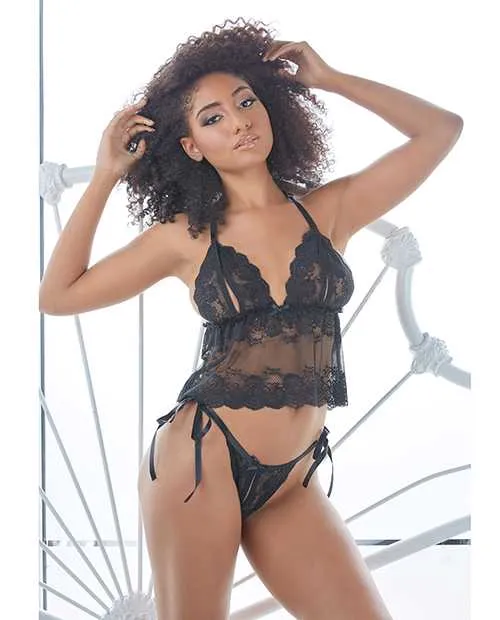 Allure Allure Gigi Peek a Boo Babydoll wTie Side Open Panty Black SM Anal Allure Allure Gigi Peek a Boo Babydoll wTie Side Open Panty Black SM Anal