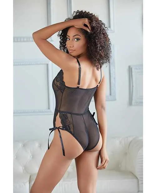 Allure Anal Allure Belle Lace Mesh Tie Up Romper Black SM Allure Anal Allure Belle Lace Mesh Tie Up Romper Black SM