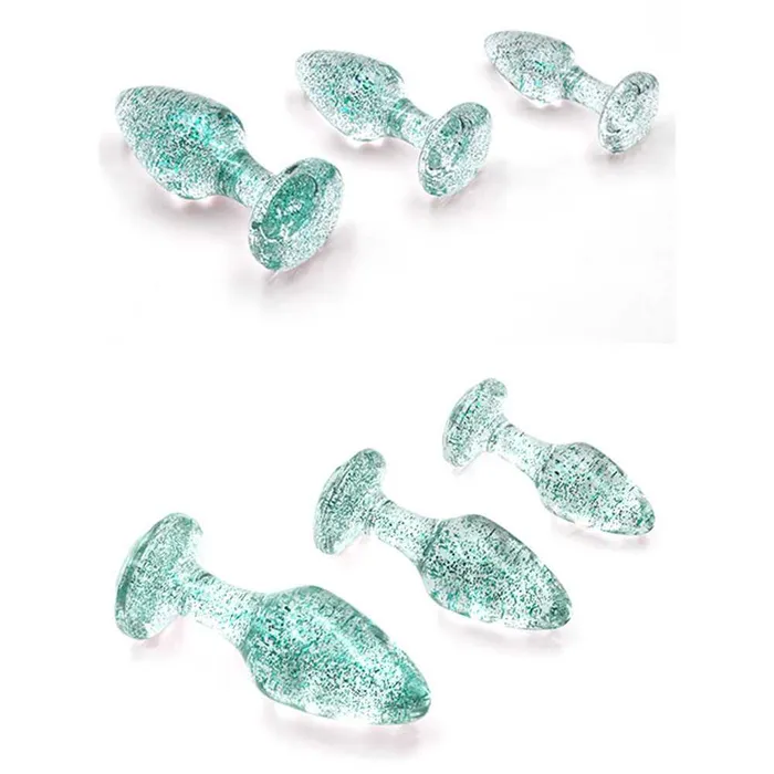 Anal Adam Eve Blue Glitter Gem 3Piece Butt Plug Set Wild Night Fantasies