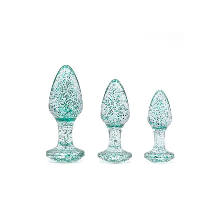 Anal Adam Eve Blue Glitter Gem 3Piece Butt Plug Set Wild Night Fantasies