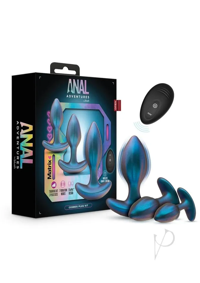 Anal Adventures Anal Anal Adventures Matrix Cosmos Plug Kit Silicone Anal Plug Set with Remote Control Lunar Blue Anal Adventures Anal Anal Adventures Matrix Cosmos Plug Kit Silicone Anal Plug Set with Remote Control Lunar Blue