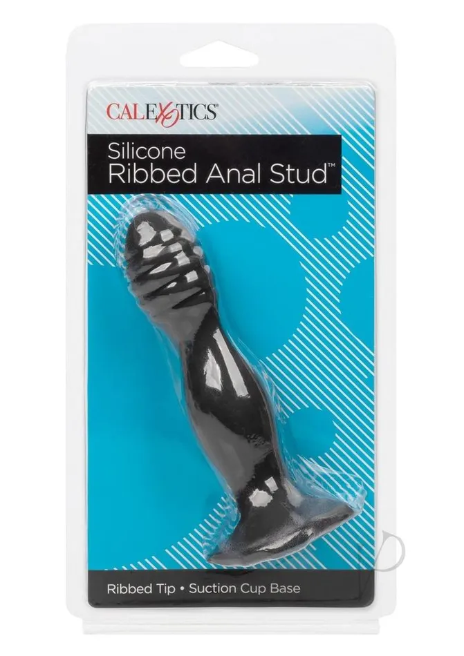 Anal Anal Silicone Ribbed Anal Stud Black