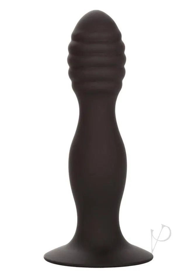 Anal Anal Silicone Ribbed Anal Stud Black