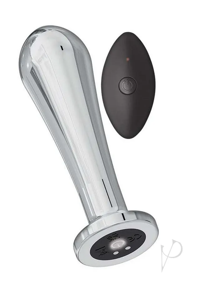 Anal AssSation Vibrating Metal Anal Bulb with Remote Control Silver Ass Sation