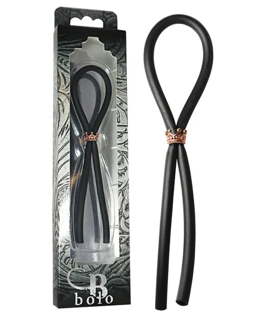 Anal Bolo Bolo Silicone Lasso wRose Gold Crown Slider Ring Black