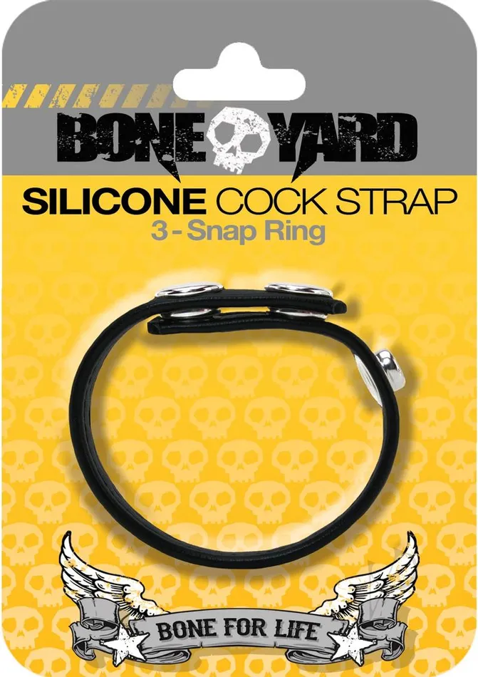 Anal Boneyard Boneyard Silicone Ball Strap 3Snap Ring Black