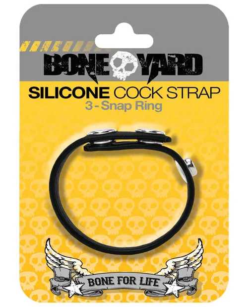 Anal Boneyard Boneyard Silicone Ball Strap 3Snap Ring Black