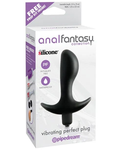 Anal Fantasy Collection Vibrating Perfect Silicone Plug Waterproof 35in Black Anal Fantasy Collection Anal