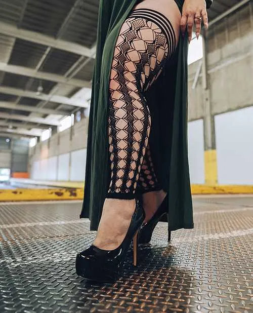 Anal Kixies Jo Circle Fishnet Footless Thigh High Black D Kixies