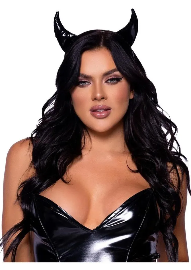 Anal Leg Avenue Leg Avenue Vinyl Devil Horns OS Black