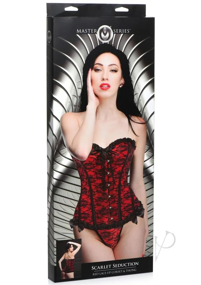 Anal Master Series Master Series Scarlet Seduction Laceup Corset and Thong Large RedBlack Anal Master Series Master Series Scarlet Seduction Laceup Corset and Thong Large RedBlack