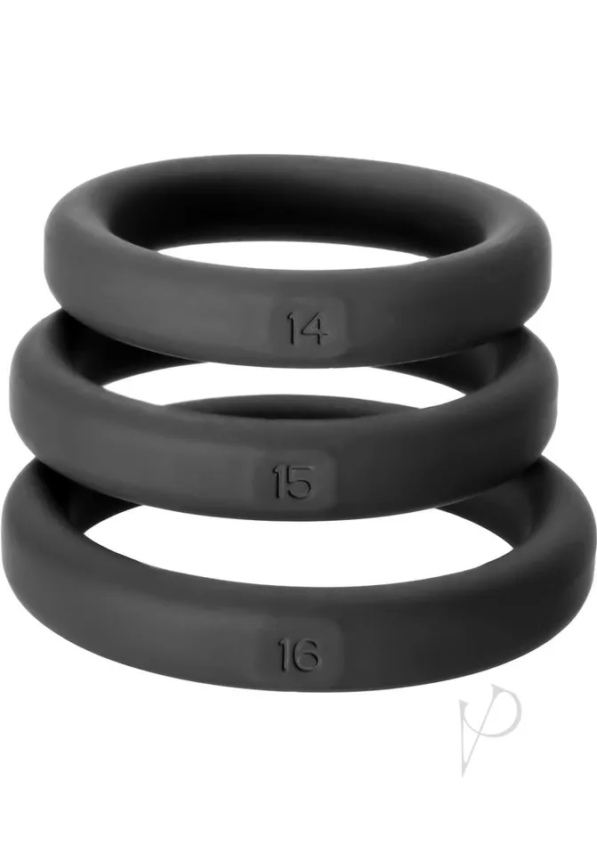 Anal Perfect Fit Perfect Fit XactFit Silicone Ring Kit SmallMedium Black 3 pack