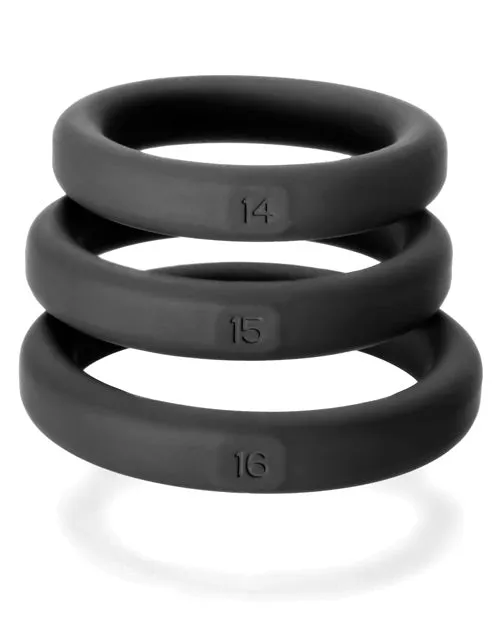 Anal Perfect Fit Perfect Fit XactFit Silicone Ring Kit SmallMedium Black 3 pack