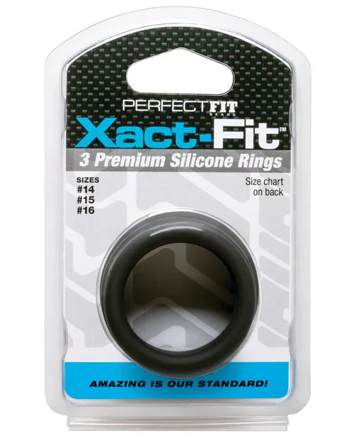 Anal Perfect Fit Perfect Fit XactFit Silicone Ring Kit SmallMedium Black 3 pack