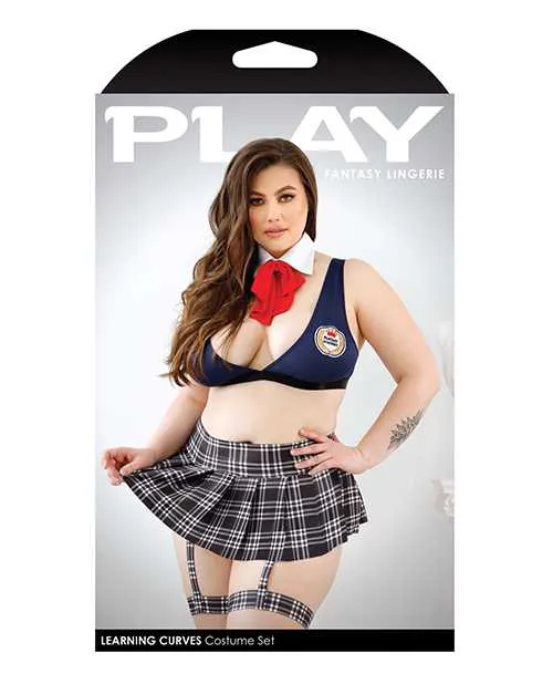 Anal Play By Fantasy Lingerie Play Learning Curves Bowtie Top Gartered Skirt GString Blue 1X2X Anal Play By Fantasy Lingerie Play Learning Curves Bowtie Top Gartered Skirt GString Blue 1X2X