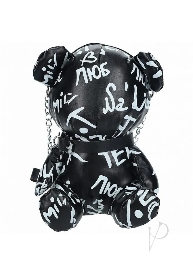 Anal S Line SLine Bear Bag Pleather Writing Black