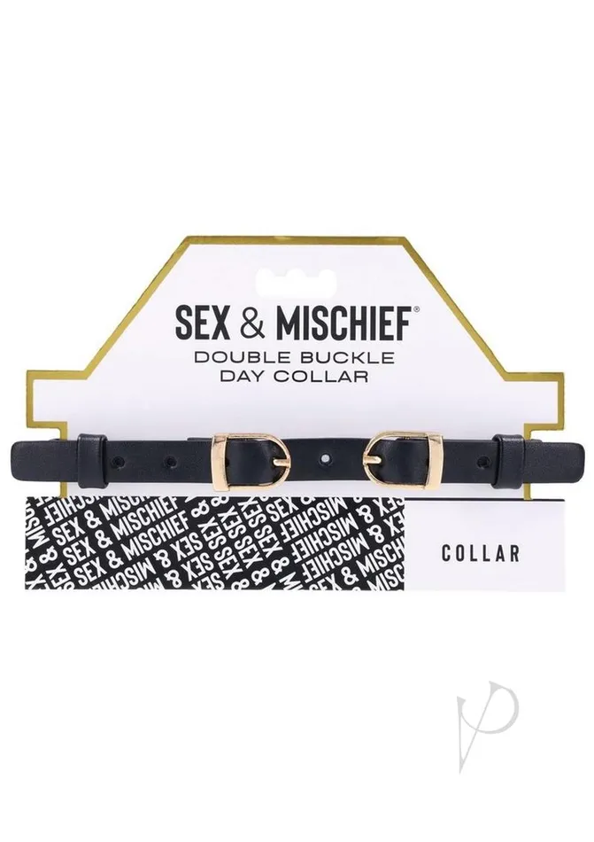 Anal Sex And Mischief Sex and Mischief Double Buckle Day Collar BlackGold