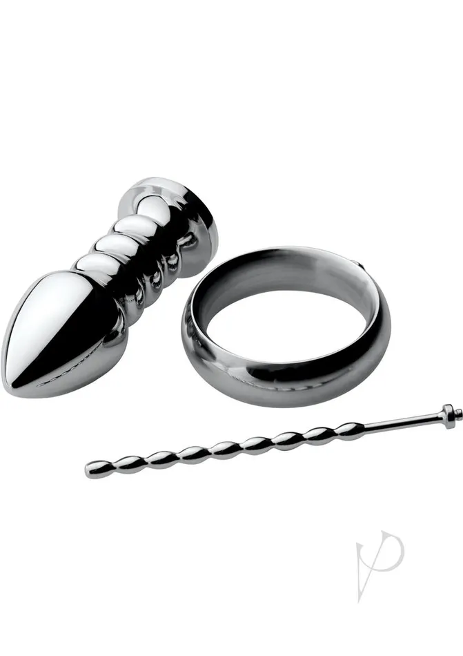 Anal Zeus Electrosex Zeus Electrosex Deluxe Voltaic For Him Stainless Steel Estim Kit Silver
