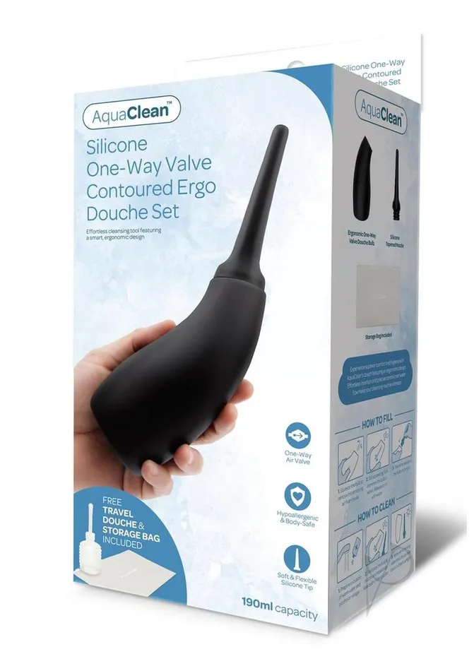 AquaClean 190ML One Way Valve Ergo Douche Black Aqua Clean Anal