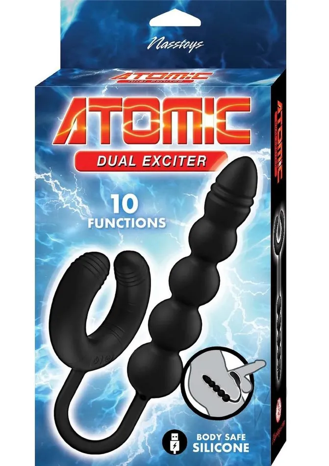 Atomic Dual Exciter Silicone Rechargeable Anal Stimulator Black Nasstoys Anal Atomic Dual Exciter Silicone Rechargeable Anal Stimulator Black Nasstoys Anal