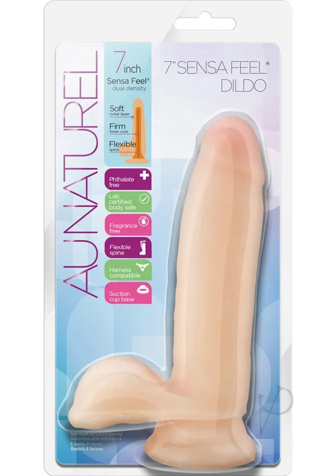 Au Naturel Sensa Feel Dildo with Balls 7in Vanilla Au Naturel Dildos