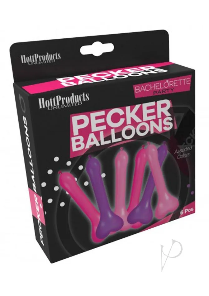 Bachelorette Enhancers Pecker Balloons Assorted Colors 6 Pack