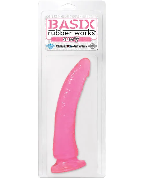 Basix Dong Slim 7 with Suction Cup 7in Pink Basix Rubber Works Dildos Basix Dong Slim 7 with Suction Cup 7in Pink Basix Rubber Works Dildos