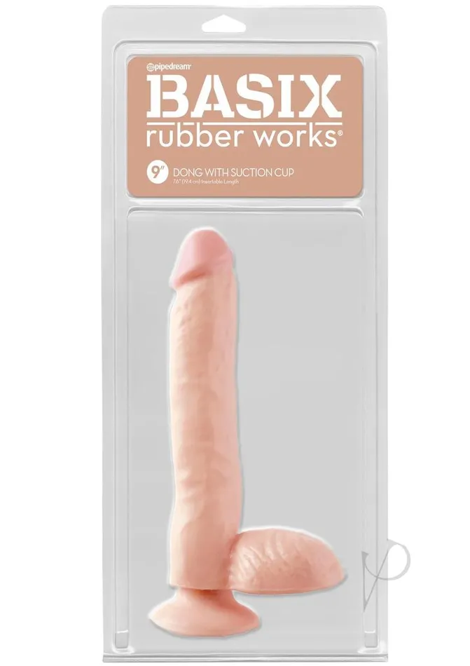 Basix Rubber Works Dong with Suction Cup 9in Vanilla Basix Rubber Works Dildos