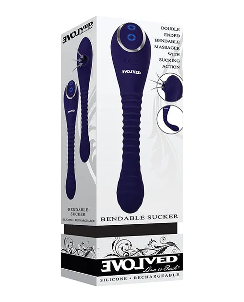 Bendable Sucker Dual End Silicone Rechargeable Vibrator Purple Evolved Vibrators