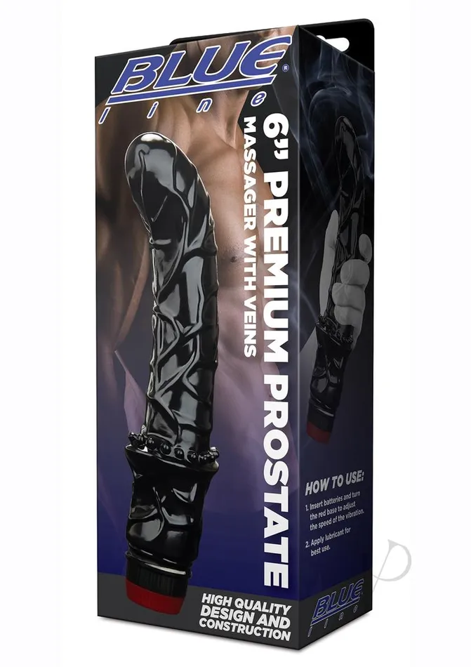 Blue Line Cand B Gear Anal CandB Gear Premium Prostate Massager with Veins 6in Black Blue Line Cand B Gear Anal CandB Gear Premium Prostate Massager with Veins 6in Black