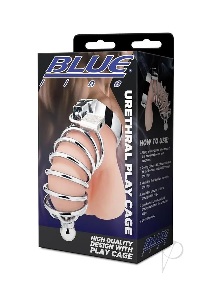Blue Line Cand B Gear Male Sex Toys Urethral Play Cage Stainless Steel