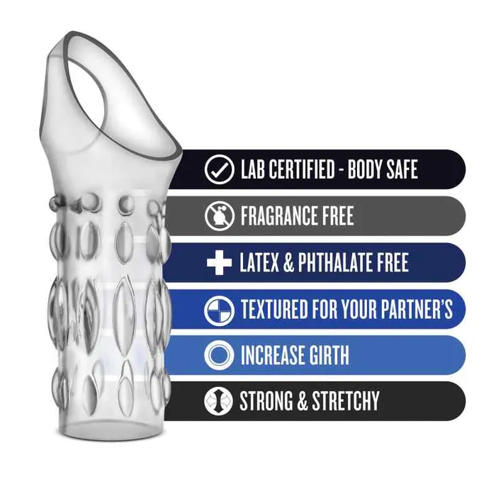 Blush Novelties Male Sex Toys Performance Studded Sleeve Ring Clear