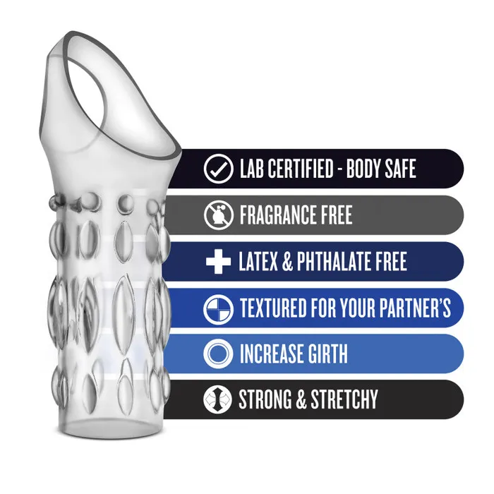 Blush Novelties Male Sex Toys Performance Studded Sleeve Ring Clear